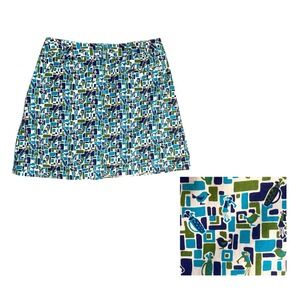 LIZ CLAIBORNE LIZGOLF Womens Golf Skort Size 12 Blue & Green Golfers Print